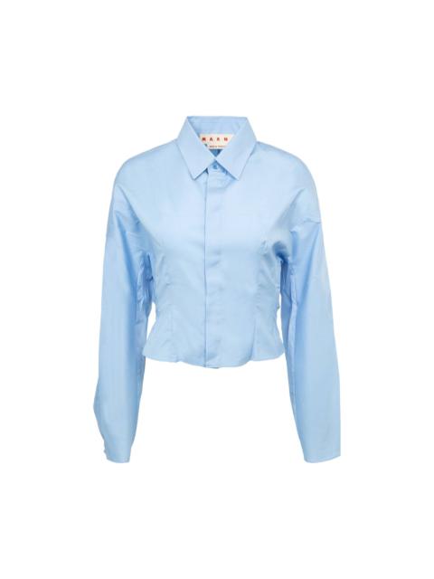 Marni Marni Long-Sleeve Cropped Shirt 'Iris Blue'