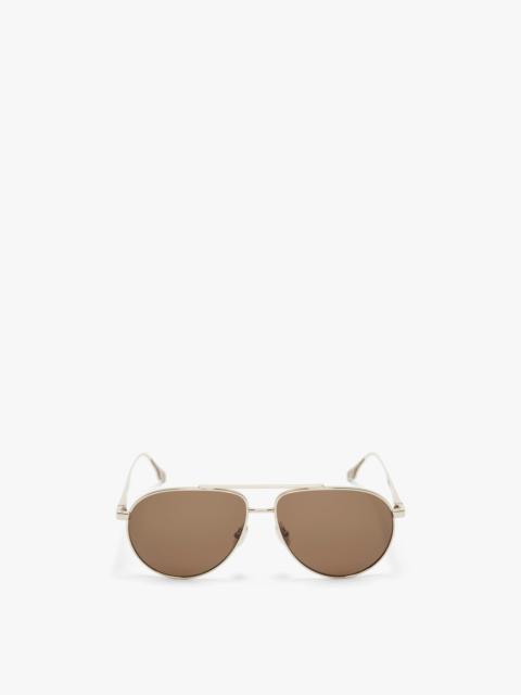 Victoria Beckham V Metal Pilot Sunglasses In Gold-Khaki