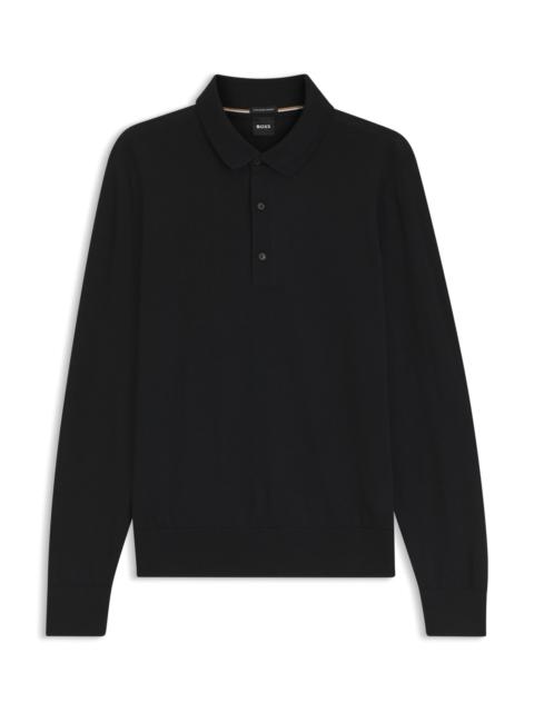 BOSS REGULAR-FIT KNIT POLO IN MERINO WOOL