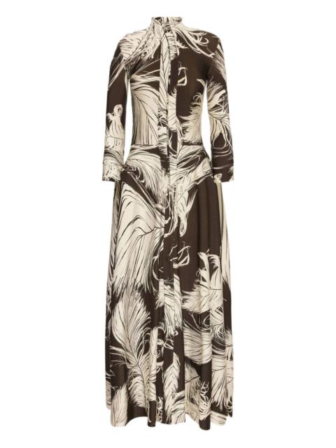Oscar de la Renta feather jersey midi dress