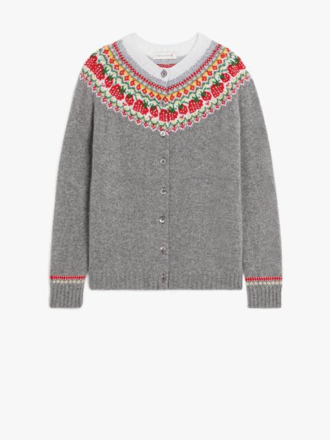 Mackintosh KILLIAN GREY WOOL FAIR ISLE CARDIGAN