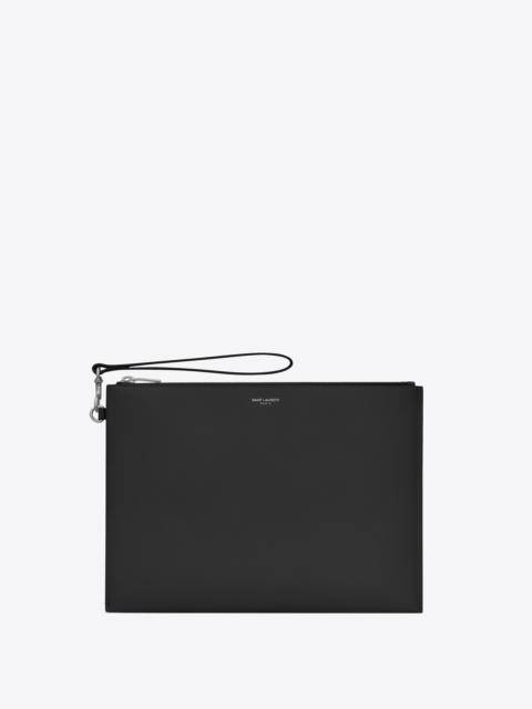 SAINT LAURENT saint laurent paris zipped tablet holder in grain de poudre-embossed leather