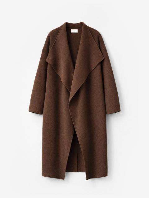 The Frankie Shop Leroy Funnel Neck Wool Coat - Brown Melange