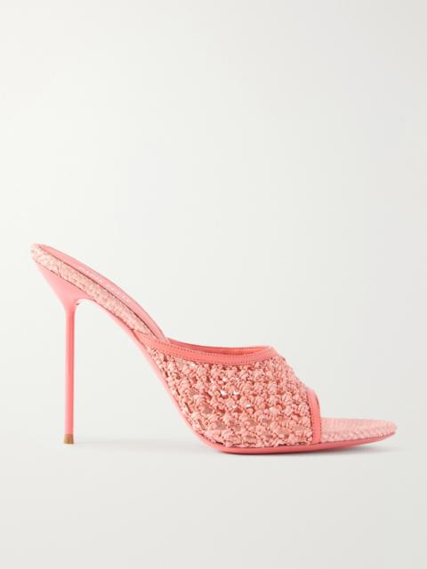 PARIS TEXAS Lidia Leather-trimmed Straw Mules