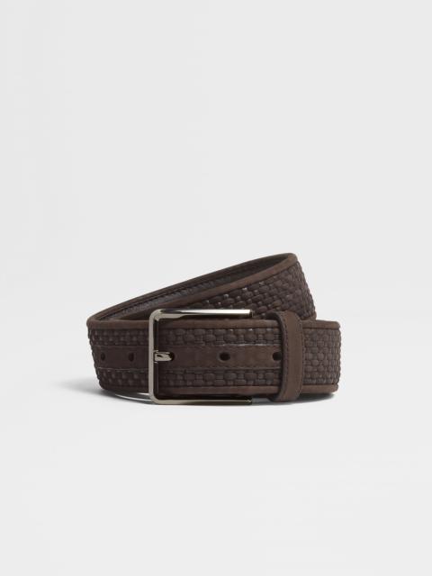 DARK BROWN PELLETESSUTA™ LEATHER BELT