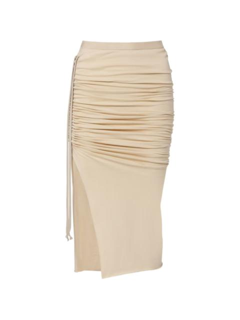 Rick Owens Lilies Edfu ruched side-slit midi skirt