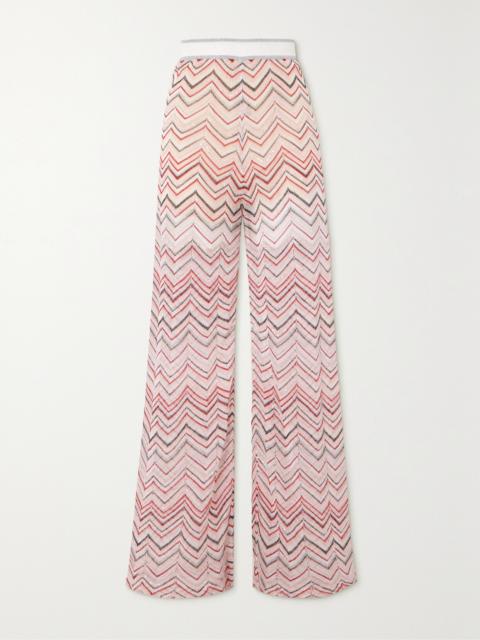 Missoni Sequin-embellished Metallic Crochet-knit Wide-leg Pants