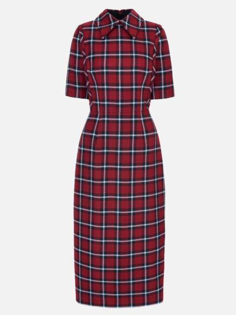 EMILIA WICKSTEAD Valletta Dress In Red & Blue Tartan Merino
