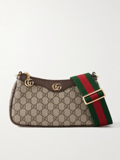 GUCCI Ophidia Textured Leather-trimmed Printed Coated-canvas Shoulder Bag