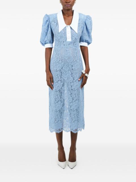 ROWEN ROSE lace polo-collar midi dress