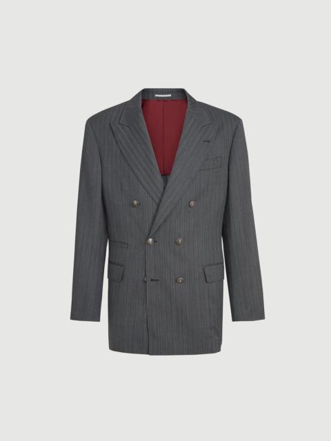 Brunello Cucinelli Striped pattern virgin wool fresco one-and-a-half breasted Tailor blazer with metal buttons