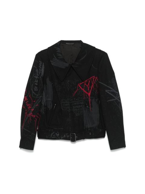 Yohji Yamamoto printed biker jacket