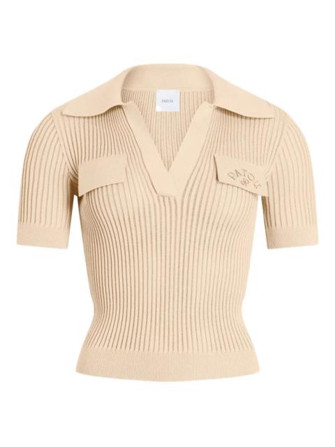 PATOU COTTON KNIT POLO WITH LOGO EMBROIDERY