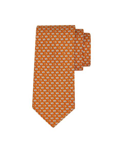 FERRAGAMO elephant gancini silk tie