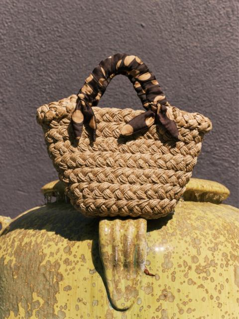 SIMONMILLER Twilly Basket Bag In Polka Dot/Natural