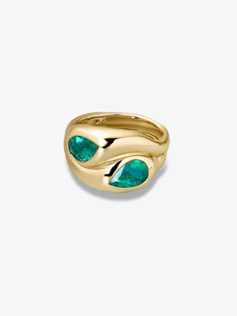 STONE AND STRAND Full Volume Emerald Luxe Double Hug Pinky Ring