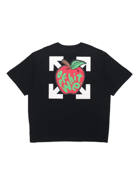 Off-White Apple Printing Arrow Short Sleeve Loose Fit Black OMAA038S21JER0151025