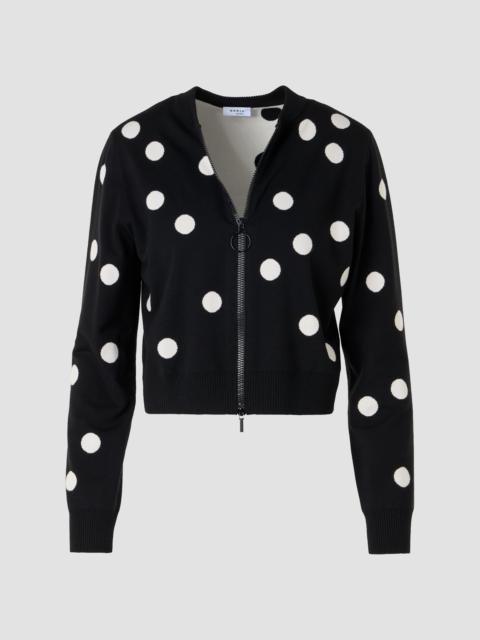 AKRIS Women's Polka Dot Wool Zip Cardigan - Black Cream