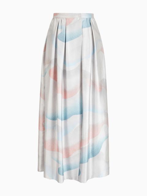 GIORGIO ARMANI Printed silk shantung long skirt