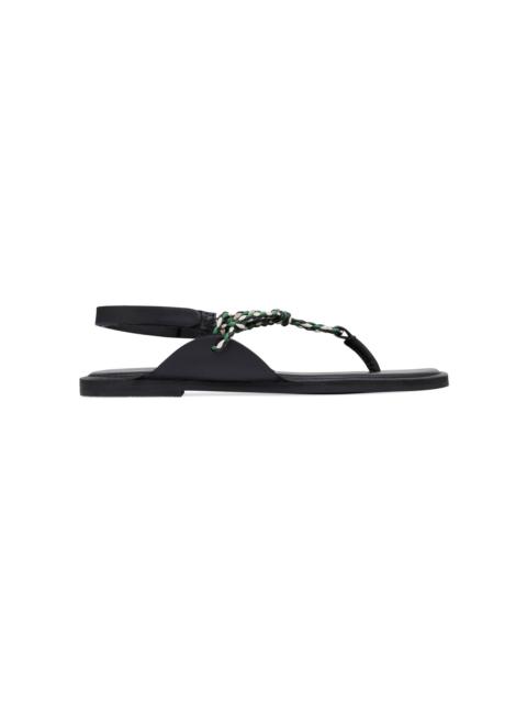 ST. AGNI Woven Rope Leather Sandals green