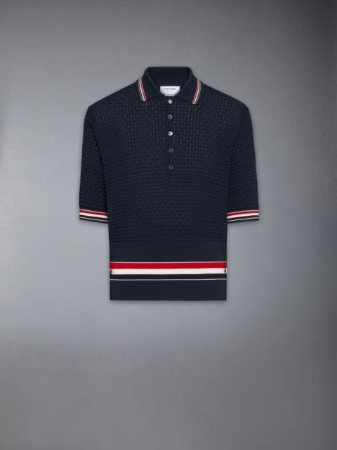 Thom Browne FLOAT RIPPLE STITCH RWB STRIPE POLO