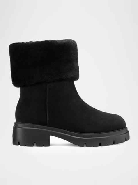 Stuart Weitzman Hudson Shearling-Lined Suede Booties