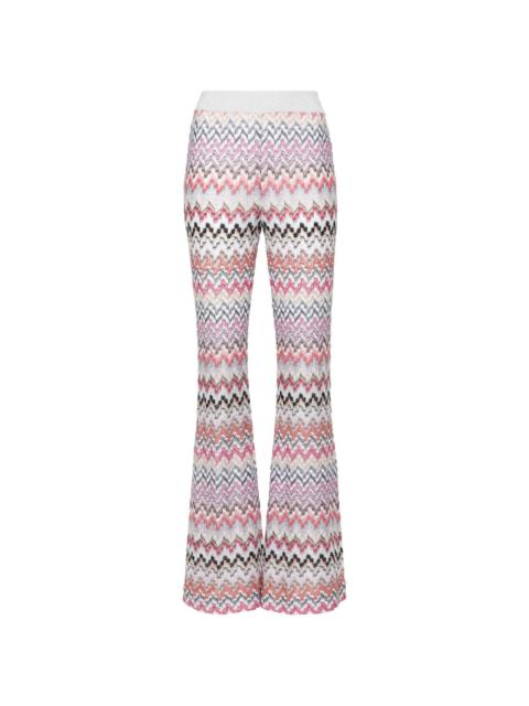 zigzag-woven flared trousers