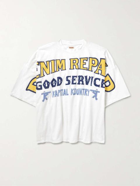 Denim Repair Oversized Printed Cotton-Jersey T-Shirt