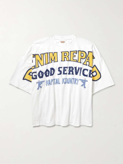 Kapital Denim Repair Oversized Printed Cotton-Jersey T-Shirt