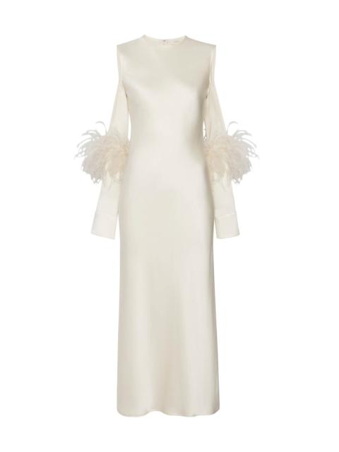 LAPOINTE Doubleface Satin Bias Dress W Cut Outs And Ostrich