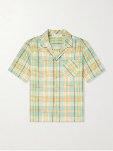 God’s True Cashmere Convertible-Collar Checked Linen Shirt
