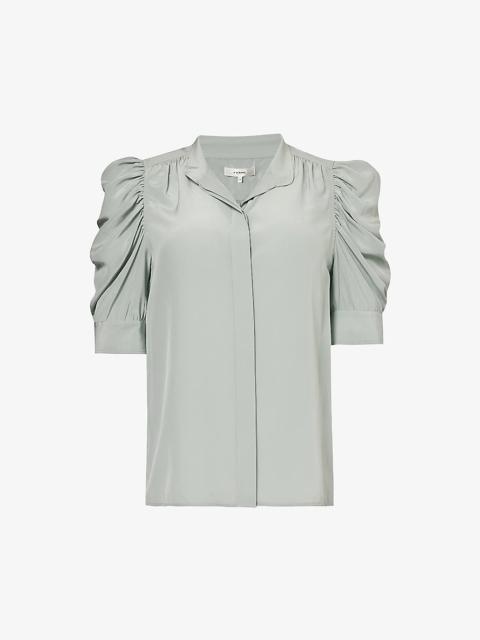 Gillian puffed-sleeve silk top