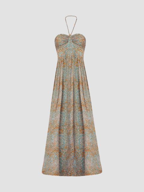 Shoshanna Women's Grace Clip-Dot Halterneck Gown - Apricot Sky Blue
