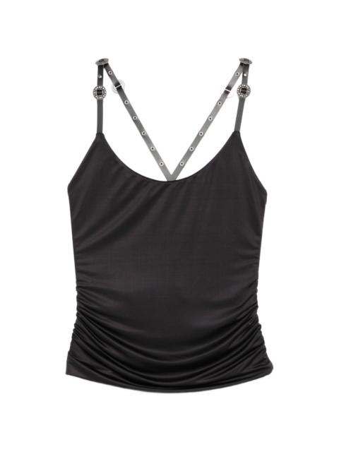PINKO ruched eyelet-embellished top