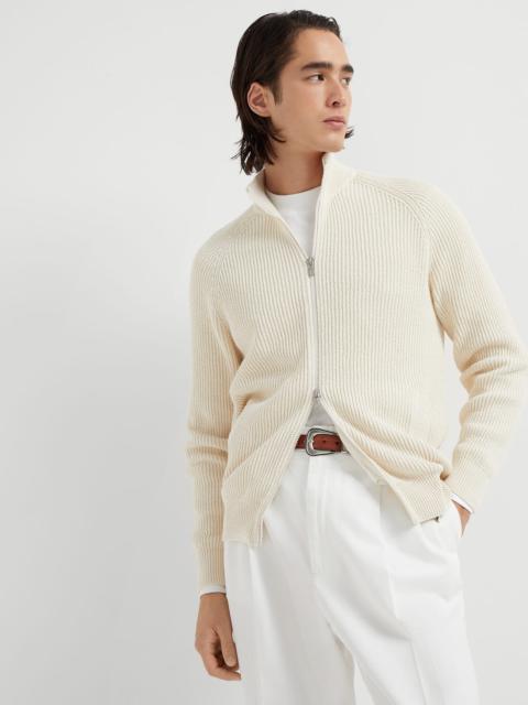 Brunello Cucinelli Malfilé cotton English rib cardigan with