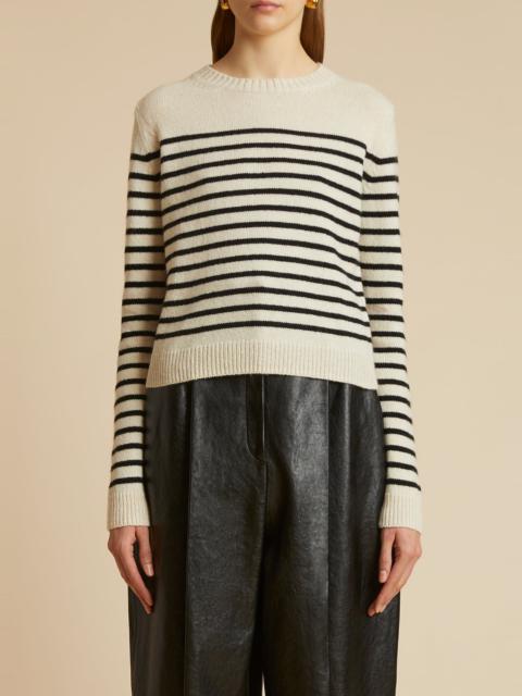 The Diletta Sweater in Magnolia and Black Stripe