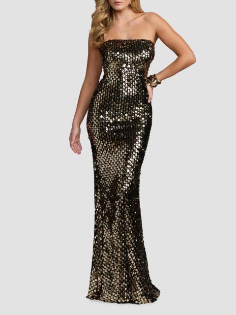 MAC DUGGAL Women's Sequin Strapless Fitted Column Gown - Black Gold
