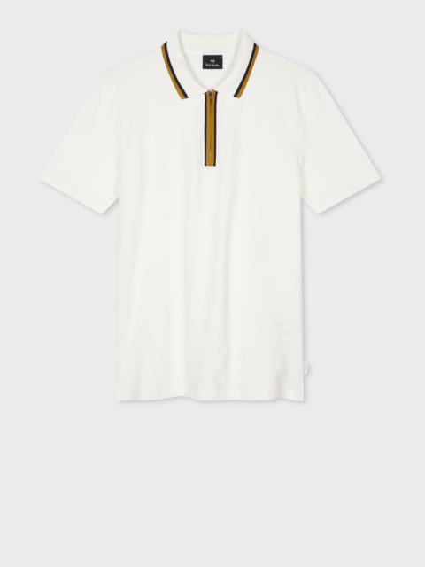 Paul Smith Ecru Zip-Neck Polo Shirt With Contrast Tipping