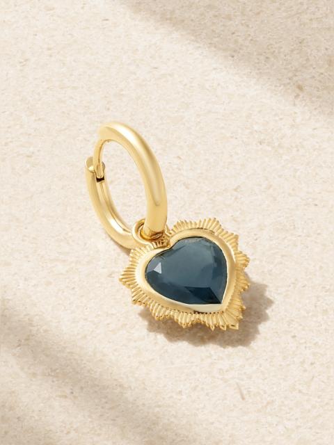 FOUNDRAE Gemstone Heart 18-karat Gold Topaz Single Hoop Earring