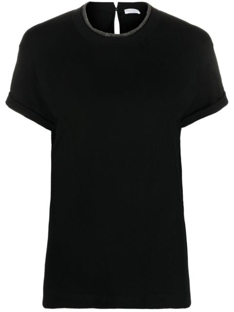 brass-embellished crew-neck T-shirt