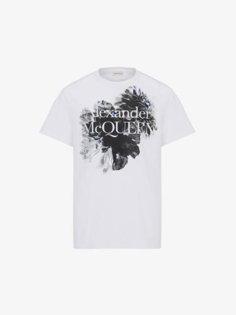 Alexander McQueen Men's Dutch Flower Logo T-shirt in White/black