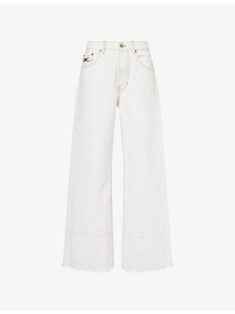 COACH Wide-Leg Contrasting-Topstitching Denim Jeans