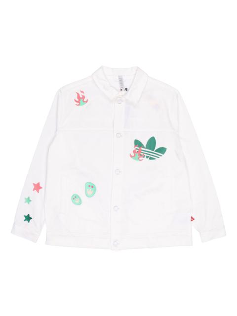 adidas originals SS22 Logo Cartoon Printing Sports Jacket Unisex White HP0116