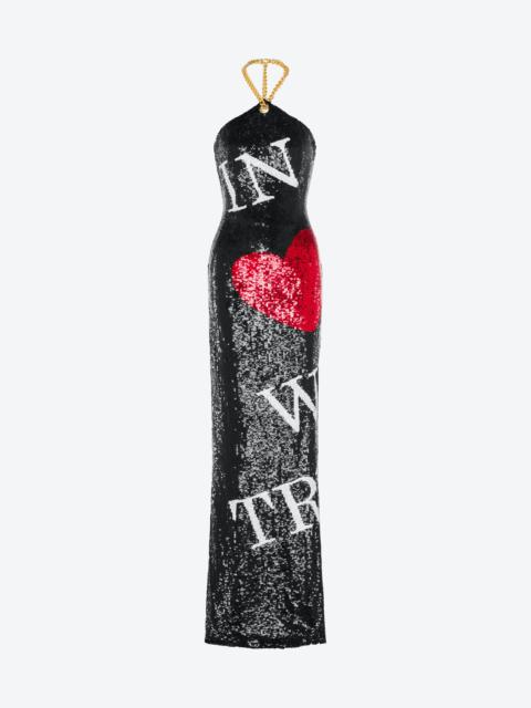 Moschino IN LOVE WE TRUST SEQUIN LONG DRESS