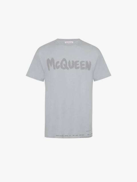 Alexander McQueen Men's McQueen Graffiti T-shirt in Dove Grey