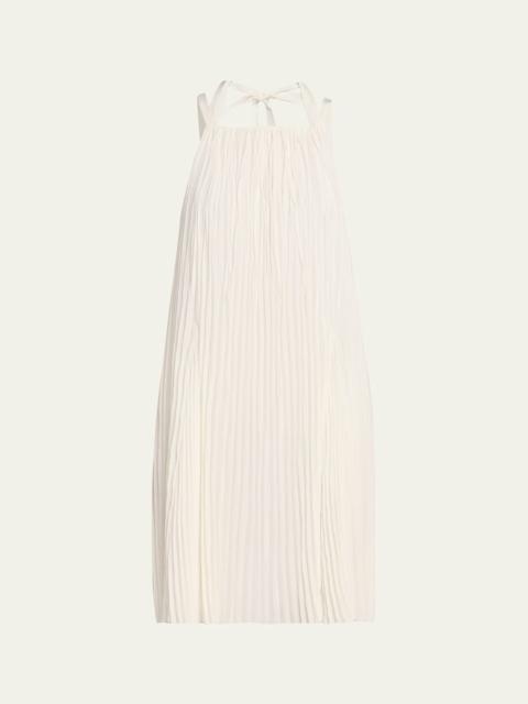Vince Pleated A-Line Halter Dress with Pockets