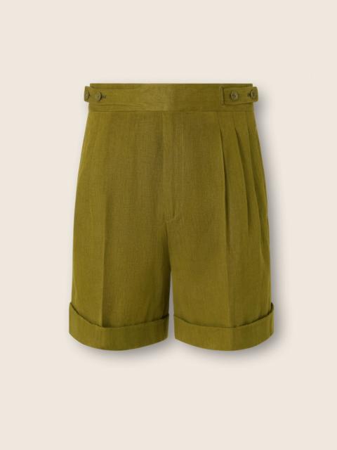 ZEGNA OLIVE GREEN OASI LINO SHORTS