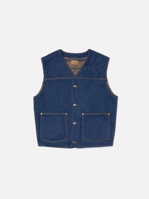 Nudie Jeans Harry Rinse Denim Vest Dark Blue