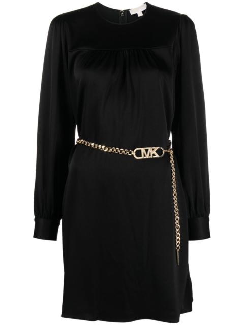 MICHAEL KORS belted satin-finish minidress