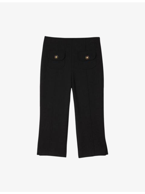 Sandro Capri Button-Embellished Stretch-Woven Trousers